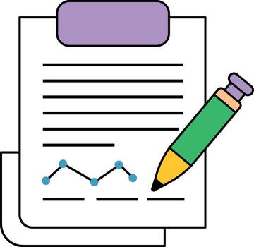 Clipboard with Document Pencil and Graph on White Background paper writing vector