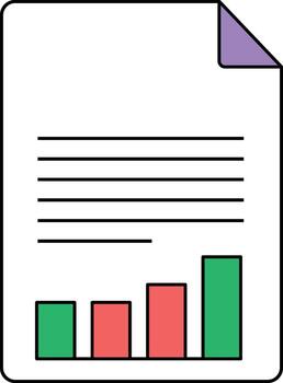 Document with Text Lines and Growing Bar Chart paper report vector