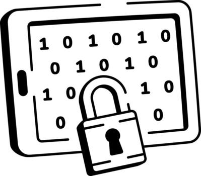 A sketchy style icon representing encrypted data vector