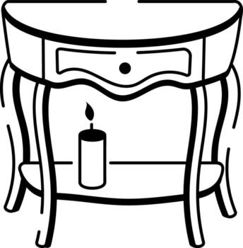 A sketchy style icon showing entryway table vector