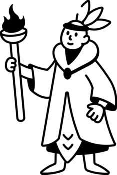 A sketchy style icon representing a shaman in ritual pose vector