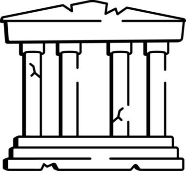 A hand drawn style icon showing the parthenon structure vector