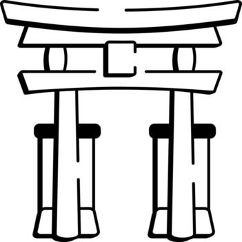 A drawing style icon representing a torii gate structure vector