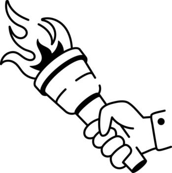 A sketchy style icon showing a burning torch vector