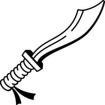 A drawing style icon denoting a sharp sword vector