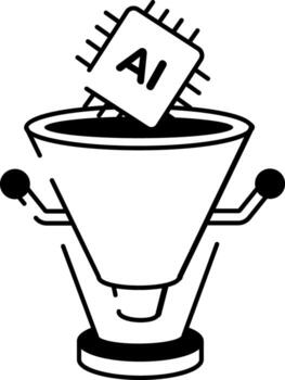 A doodle style icon depicting data filtration processing vector