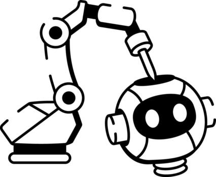 un incompleto estilo icono demostración robótica vector