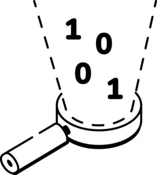Hand drawn style icon showing data inspection analysis process vector