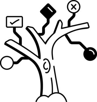 A doodle style icon showing classification tree structure vector