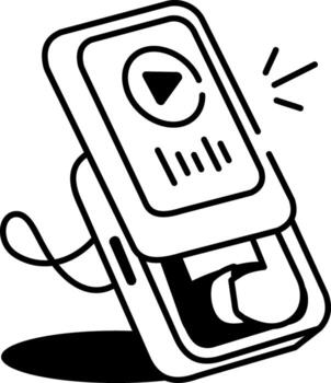 A hand drawn style icon showing mp player vector