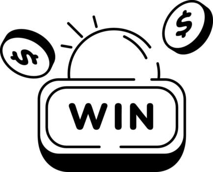 A sketchy style icon representing a game win vector