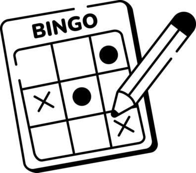 A sketchy style icon representing a bingo game card vector