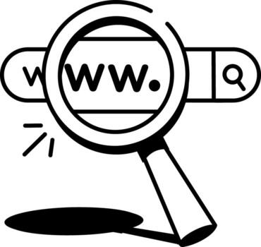 A sketchy style icon showing web search vector