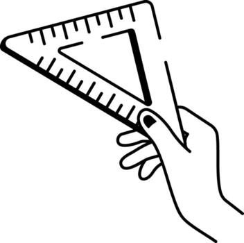 A sketchy style icon showing triangle ruler vector