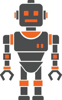 Flat design industrial robot icon. graphic representing automation, machinery, and futuristic artificial intelligence technology vector
