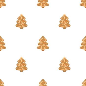 sin costura modelo de Navidad galletas en el forma de un Navidad árbol, festivo pasteles, pan de jengibre, festivo antecedentes para embalaje, papelería y web diseño vector