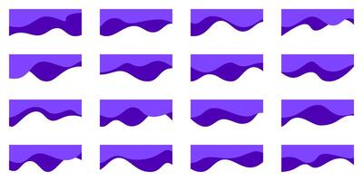 ondulado forma encabezamiento, resumen diseño. bandera borde, curva sitio web separador. fondo ola línea divisor, página marco modelo. web sección gráfico parte superior elemento, sencillo azul moderno disposición. esquina blanco bg vector