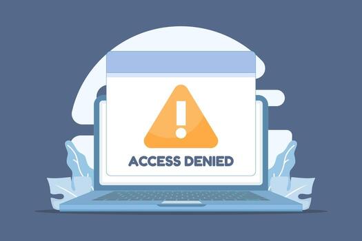 Flat illustrations of IP address errors, 404 page not found, access denied warnings, and blocked accounts. Login restrictions and access issues. Flat design illustrations. vector