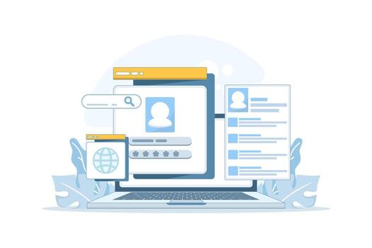 illustration of account login page with username and password fields. Concept of web security, user authorization, and data protection for safe online access and sign-in process. vector