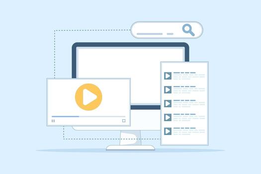 Illustration of suggested SEO concept. Marketing strategy to gain views from related content, optimize hosting traffic sources, and refine metadata for better audience reach. vector