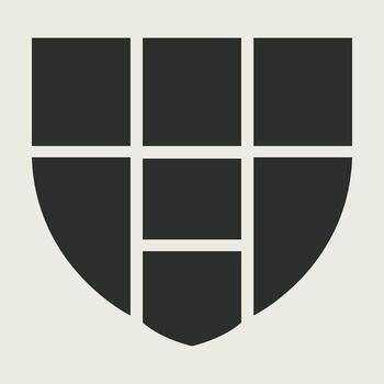 A modern black shield emblem divided into sections with a clean and geometric design that conveys strength and security vector