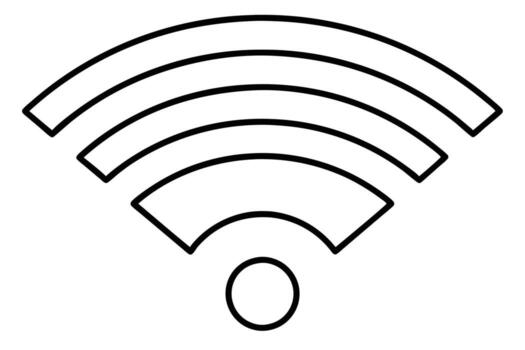 Simple Black and White Wifi Symbol, Wireless Network Connection Icon, Digital Communication Image, Representing Internet Access, Clean Design, Modern Technology Graphic vector