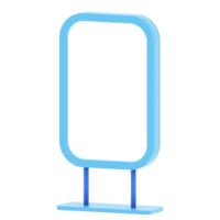 3d ilustración de un vertical azul letrero con blanco blanco marco, aislado en transparente fondo, moderno publicidad o póster Bosquejo para marca y promoción. png