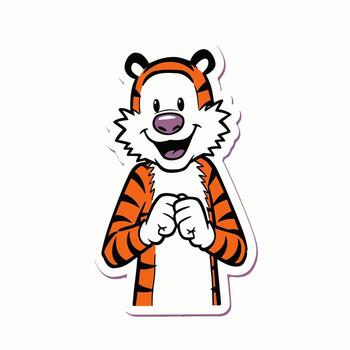 A cheerful cartoon tiger, isolated on white background, with a friendly expression, is a delightful illustration for childrens designs, adding a touch of fun and playfulness vector