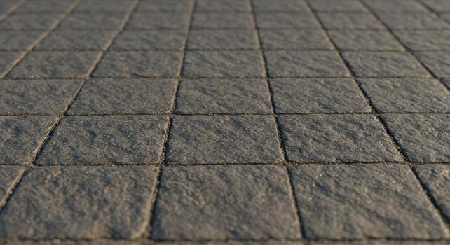 Gray Stone Pavers Forming Square Pattern Under Soft Sunlight photo