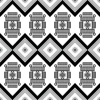 intrincado tribal modelo con diamante y rectangular motivos en un blanco antecedentes ilustración vector