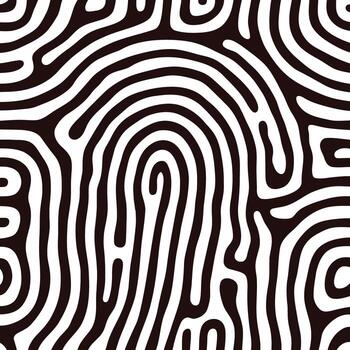 Closeup abstract fingerprint pattern with dark lines on a white background illustration vector