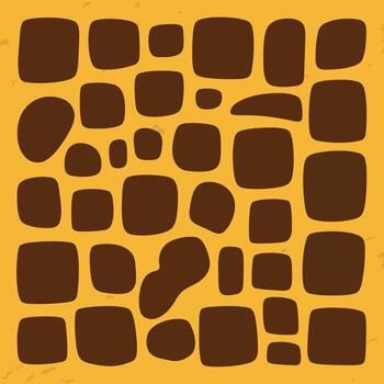 A textured background resembling a waffle or cobblestone pattern with irregular brown shapes on a yellow base illustration vector