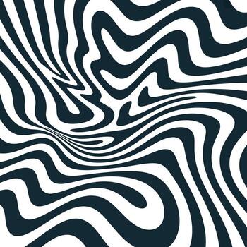 Abstract black and white wavy line pattern with a psychedelic optical illusion effect illustration vector