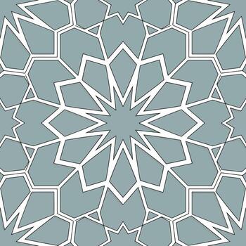 Intricate geometric starburst pattern with sharp lines on a muted bluegreen background illustration vector