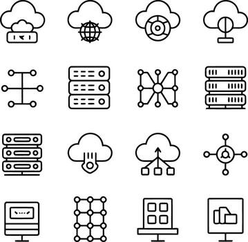 colección de nube informática y red íconos aislado en blanco antecedentes ilustración vector