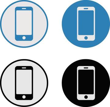 Four different smartphone icons in circles with varying backgrounds, isolated on white background illustration vector