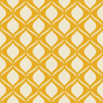 Retro geometric pattern with interlocking diamond shapes in mustard yellow and cream illustration vector