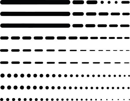 Various line styles and dot patterns isolated on white background illustration vector