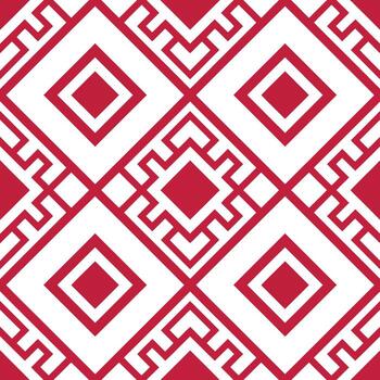 Bold geometric pattern with interlocking diamond shapes in red and white illustration vector