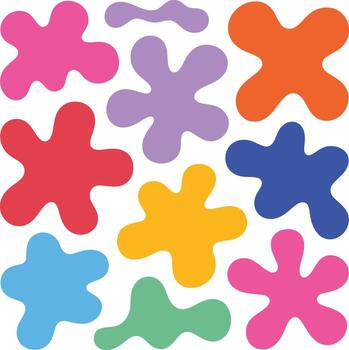 Assorted colorful blobs and shapes isolated on white background illustration vector