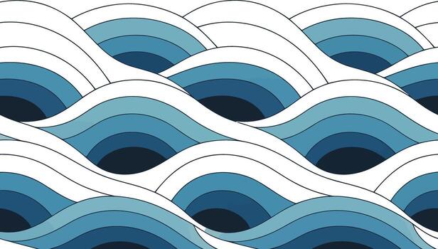 estilizado ola modelo con múltiple sombras de azul y blanco, creando un sentido de movimiento ilustración vector