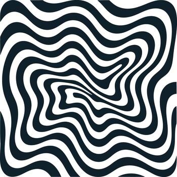 resumen negro y blanco ondulado modelo con un psicodélico óptico espejismo efecto ilustración vector