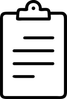 contorno dibujo de un portapapeles con documento y acortar en un blanco antecedentes vector