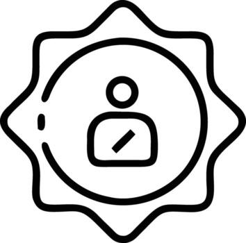 Person icon centered in a scalloped circle with a dash on shoulder vector