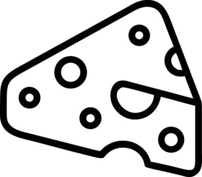 Outline drawing of a triangular piece of cheese with several holes vector