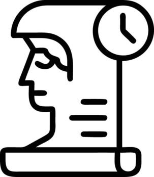 Illustration of a face profile with clock and document in outline style vector