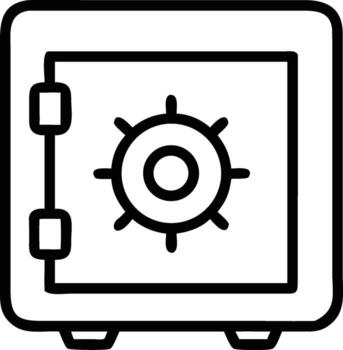 Outline drawing of a safe with a combination lock on a white background vector