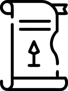 Illustration of a scroll with an arrow design and ribbon on top edge vector