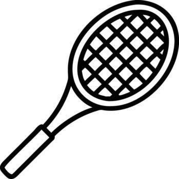 Outline drawing of a tennis racket with strings on a white background vector