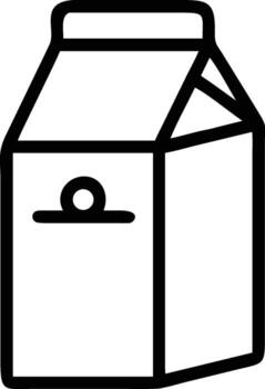 Outline drawing of a milk carton with a circular design element on it vector